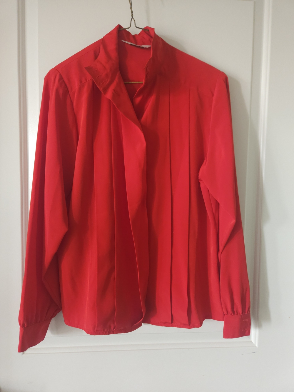 Vintage NOS Vibrant Red Pleated Blouse 12